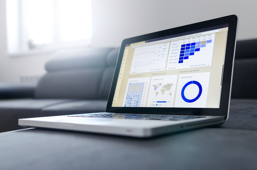 Business metrics displayed on a laptop screen